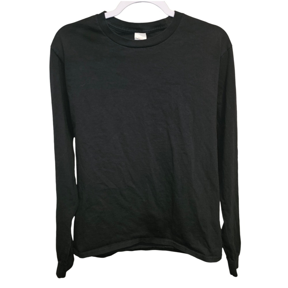 Hanes Long Sleeve T-Shirt Womens Medium Black Excellent Crew Neck Cotton Basic